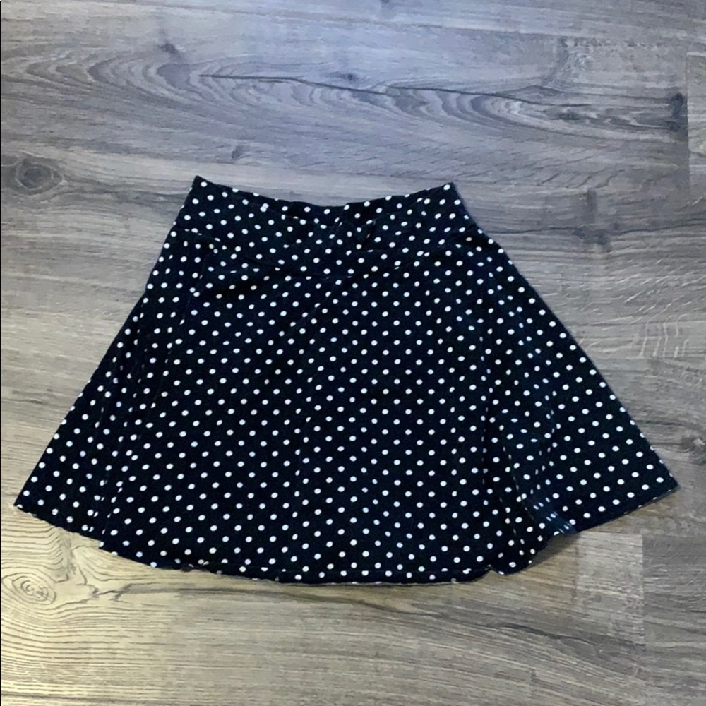 Black and white polka dotted skirt